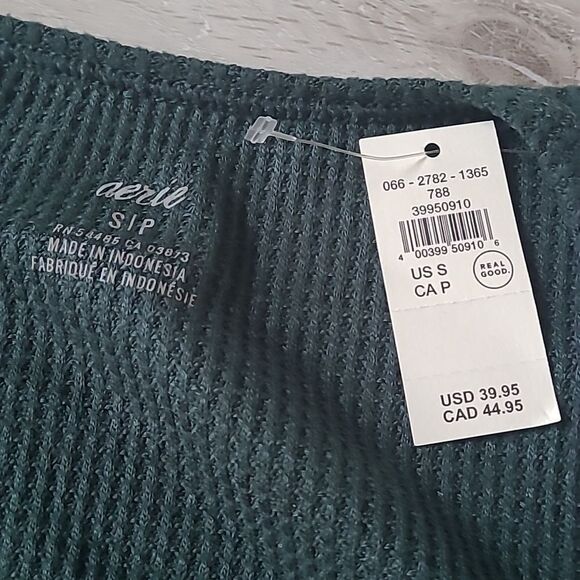 Aerie Waffle Wrap Top Size Small green NWT in packaging - Picture 8 of 10